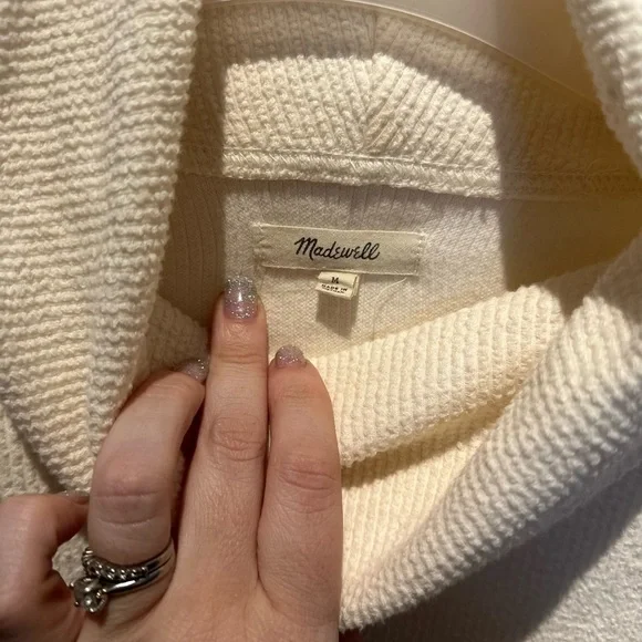 MADEWELL Mock Neck Tie-Cuff Sweater Medium - Picture 3 of 6